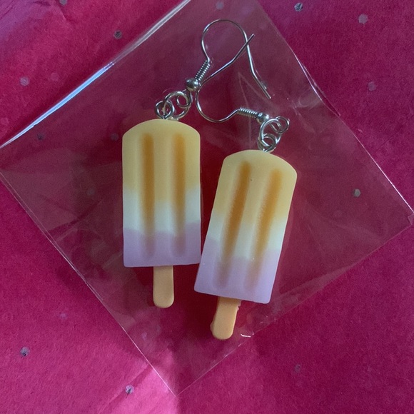 NEW! Purple Yellow Popsicle Novelty Drop Earrings - Picture 2 of 3